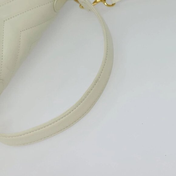 SAINT LAURENT Hand Bag Leather 2way White Gold Auth 137683 - Picture 8 of 16